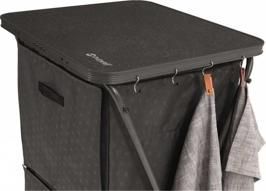 Outwell - Domingo 2-I-1 Camping Skab Og Bord - Sort - Metal Plast