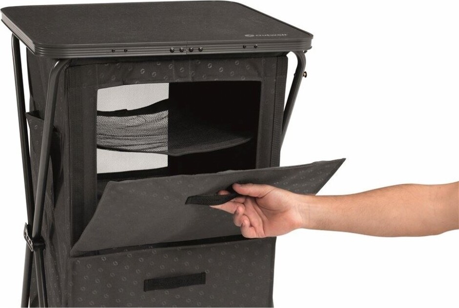 Outwell - Domingo 2-I-1 Camping Skab Og Bord - Sort - Metal Plast