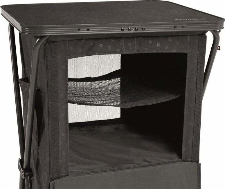 Outwell - Domingo 2-I-1 Camping Skab Og Bord - Sort - Metal Plast