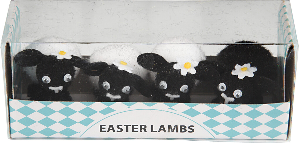 Køb Påskelam - H 35 Mm - Sort - Hvid - 4 Stk - Gucca.dk