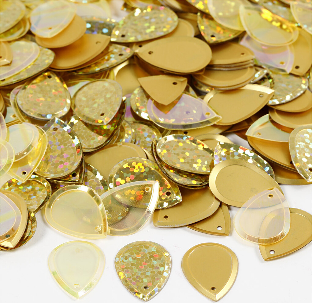 Pailletter - Dråbe - Str 14X19 Mm - Guld - 50 G