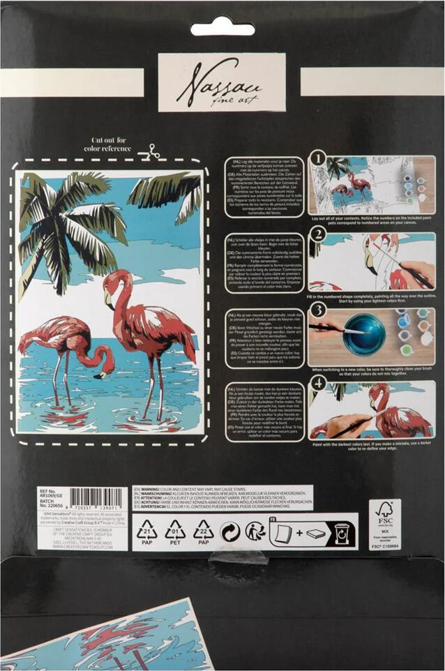 Nassau Fine Art - Paint By Numbers Kit - Ark Og 9 Farver - Flamingo
