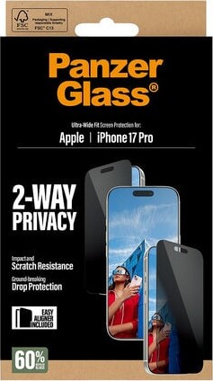 Panzerglass - Iphone 17 Pro - 2-Way Privacy Skærmbeskyttelse