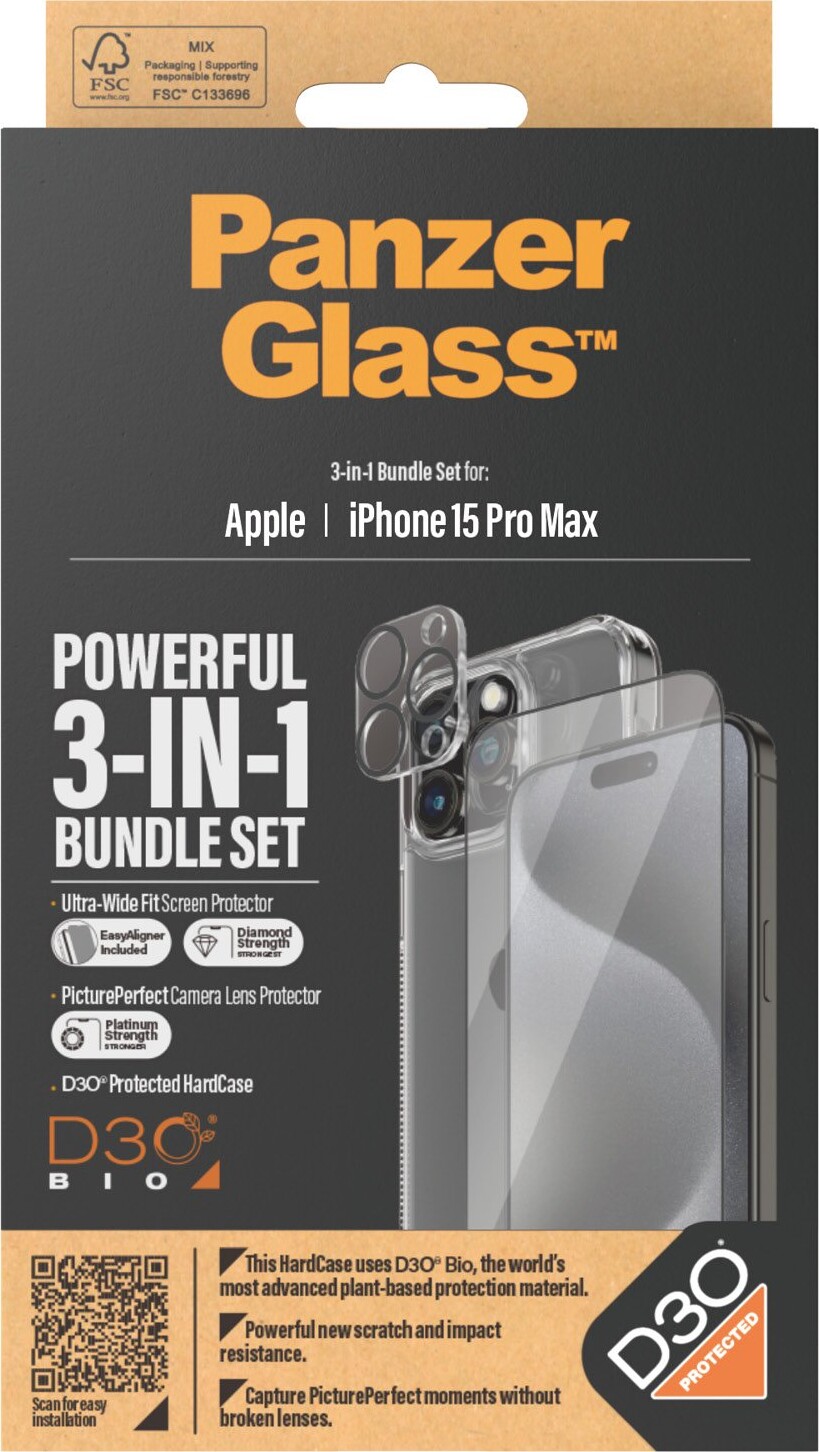 Panzerglass - Apple Iphone 15 Pro Max - 3-I-1 Beskyttelsessæt