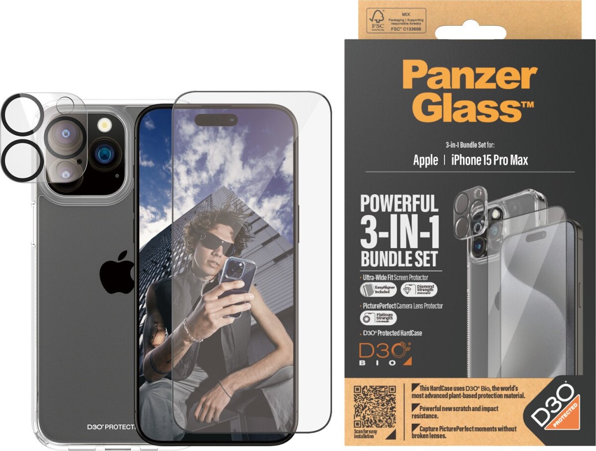 Panzerglass - Apple Iphone 15 Pro Max - 3-I-1 Beskyttelsessæt