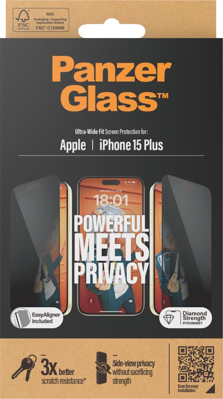 Panzerglass - Apple Iphone 15 Plus - 6 7 Privat Skærmbeskyttelse