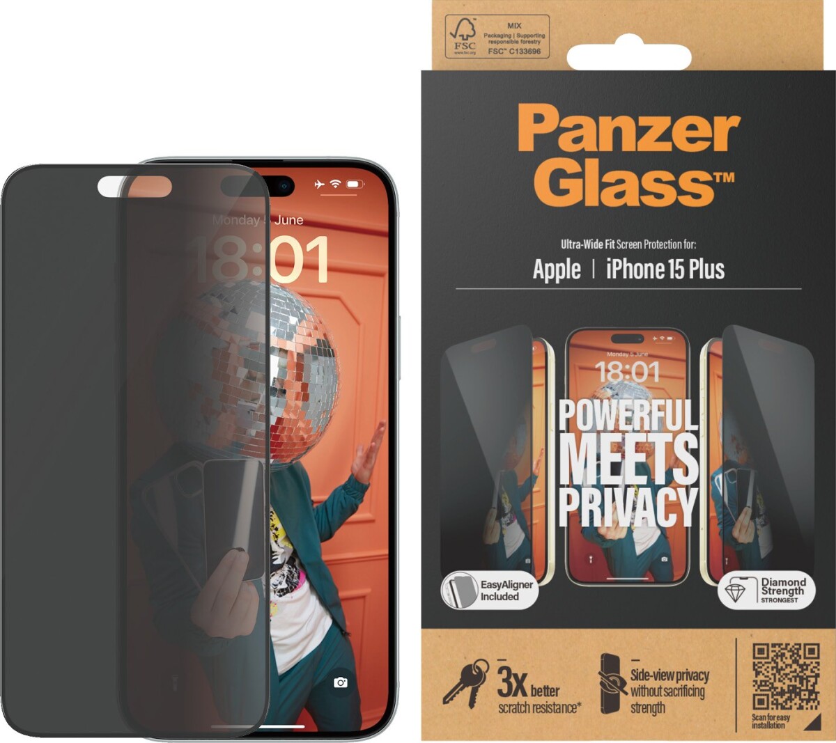 Panzerglass - Apple Iphone 15 Plus - 6 7 Privat Skærmbeskyttelse