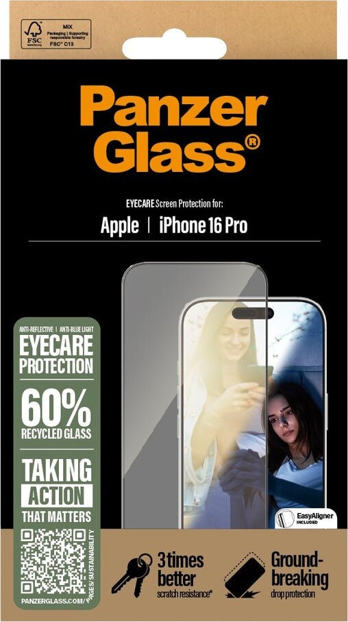 Panzerglass - Iphone 16 Pro - Eyecare Skærmbeskyttelse - Ultra Wide