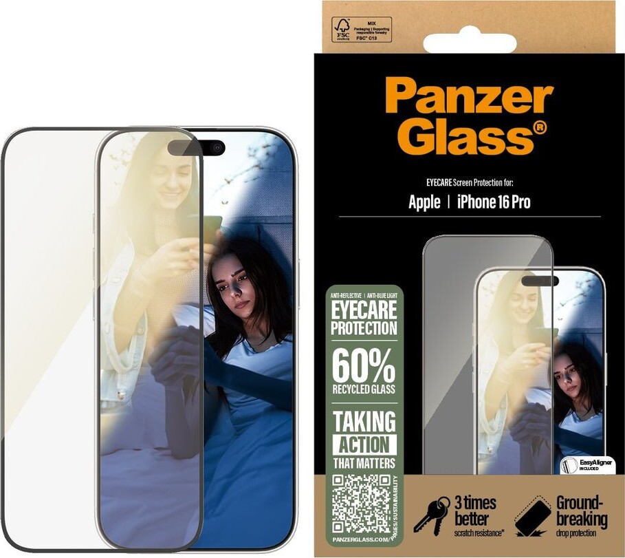 Panzerglass - Iphone 16 Pro - Eyecare Skærmbeskyttelse - Ultra Wide