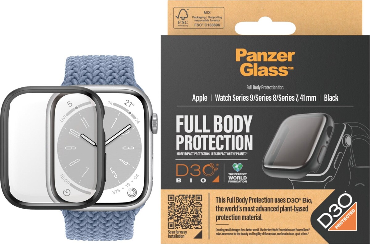 Panzerglass - Apple Watch 9 Small - Fullbody Skærmbeskyttelse - Sort