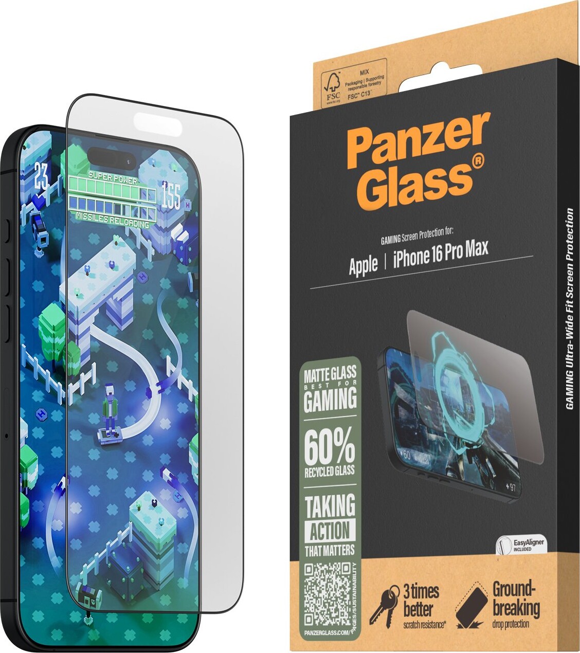 Panzerglass - Iphone 16 Pro Max - Gaming Skærmbeskyttelse - Ultra Wide Fit