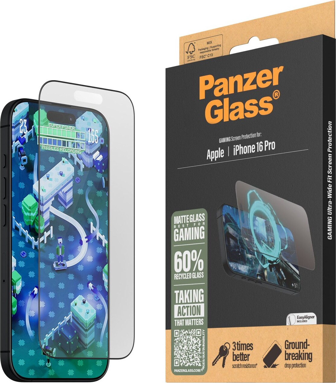 Panzerglass - Iphone 16 Pro - Gaming Skærmbeskyttelse - Ultra Wide