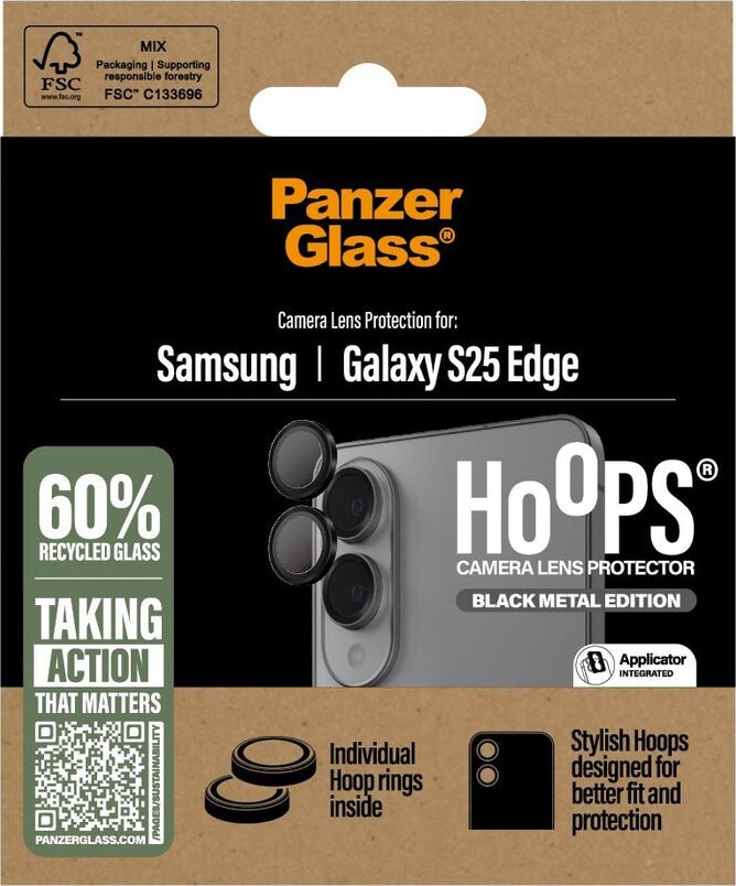 Panzerglass - Linsebeskyttelse - Sort - Samsung Galaxy S25 Edge