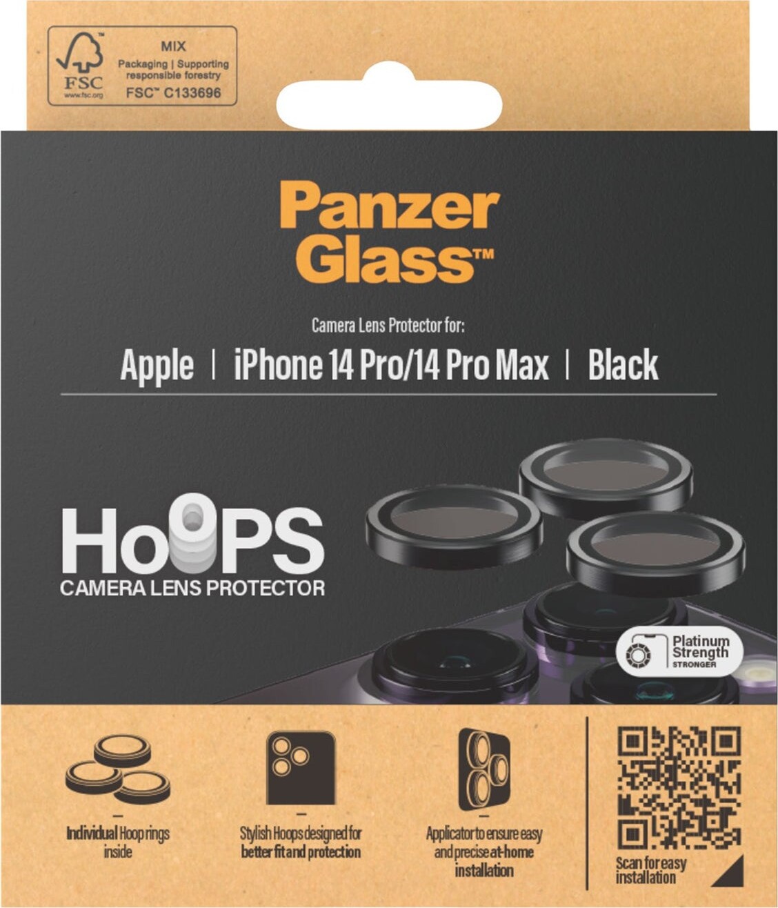 Panzerglass - Hoops - Iphone 14 Pro14 Pro Max - Linsebeskyttelse - Sort