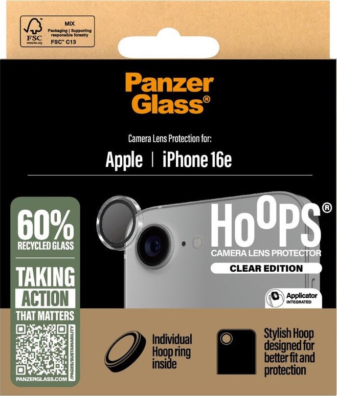 Panzerglass - Hoops - Iphone 16E - Kamera Beskyttelse - Sort