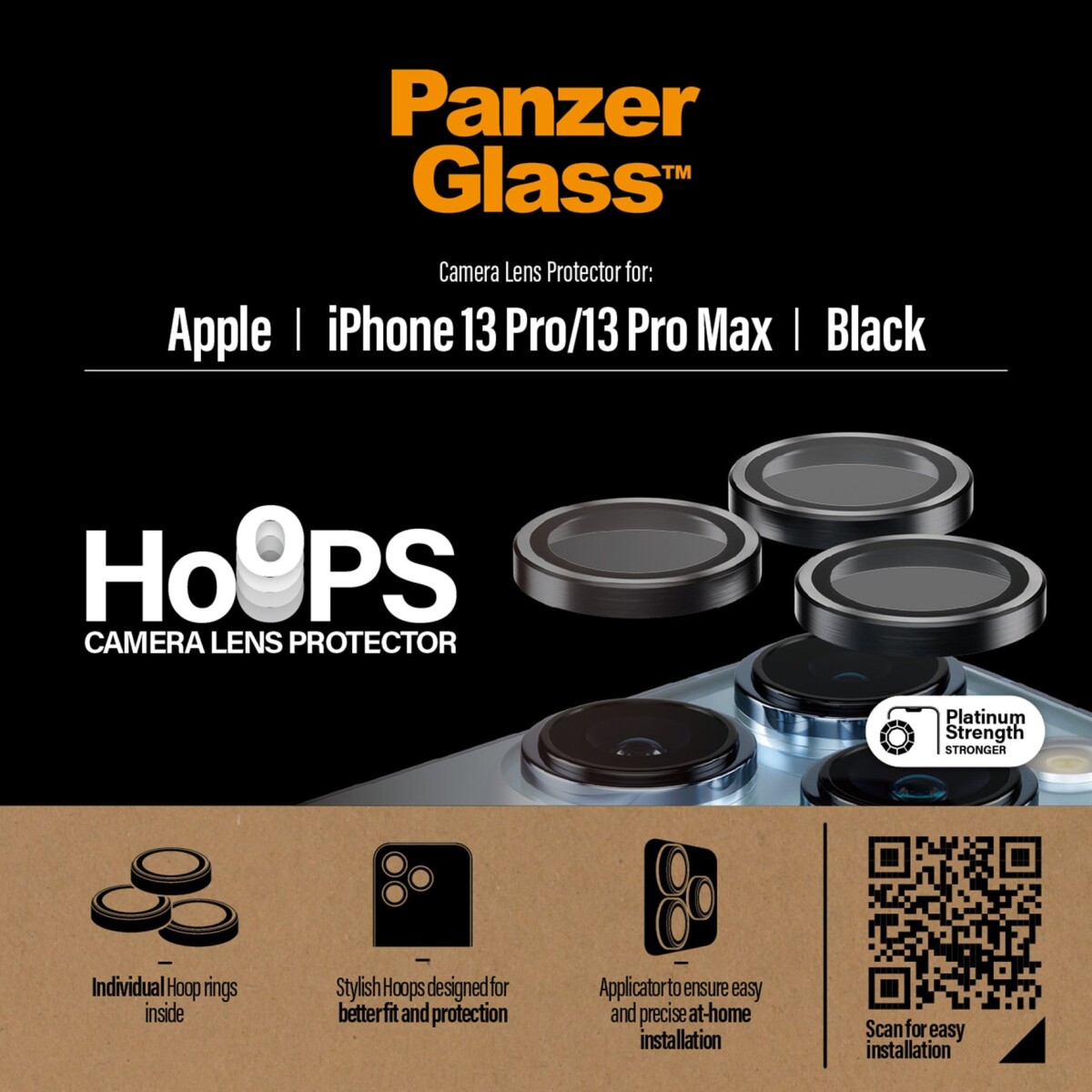 Panzerglass - Hoops - Iphone 13 Pro - 13 Pro Max - Linsebeskyttelse - Sort