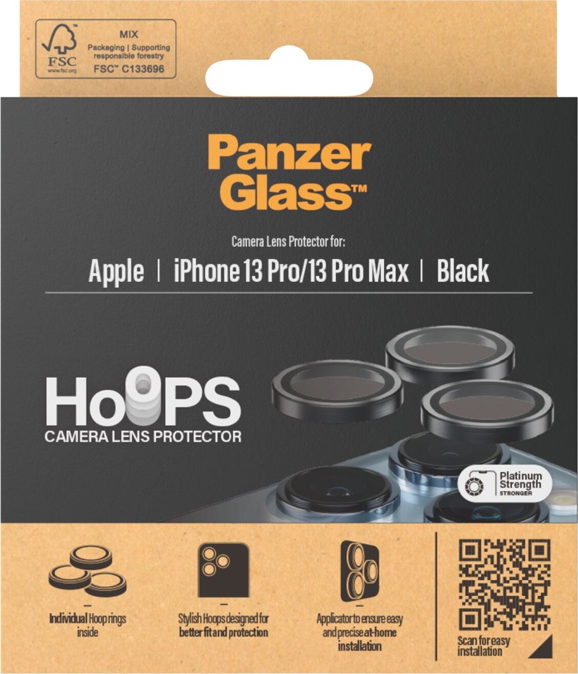 Panzerglass - Hoops - Iphone 13 Pro - 13 Pro Max - Linsebeskyttelse - Sort