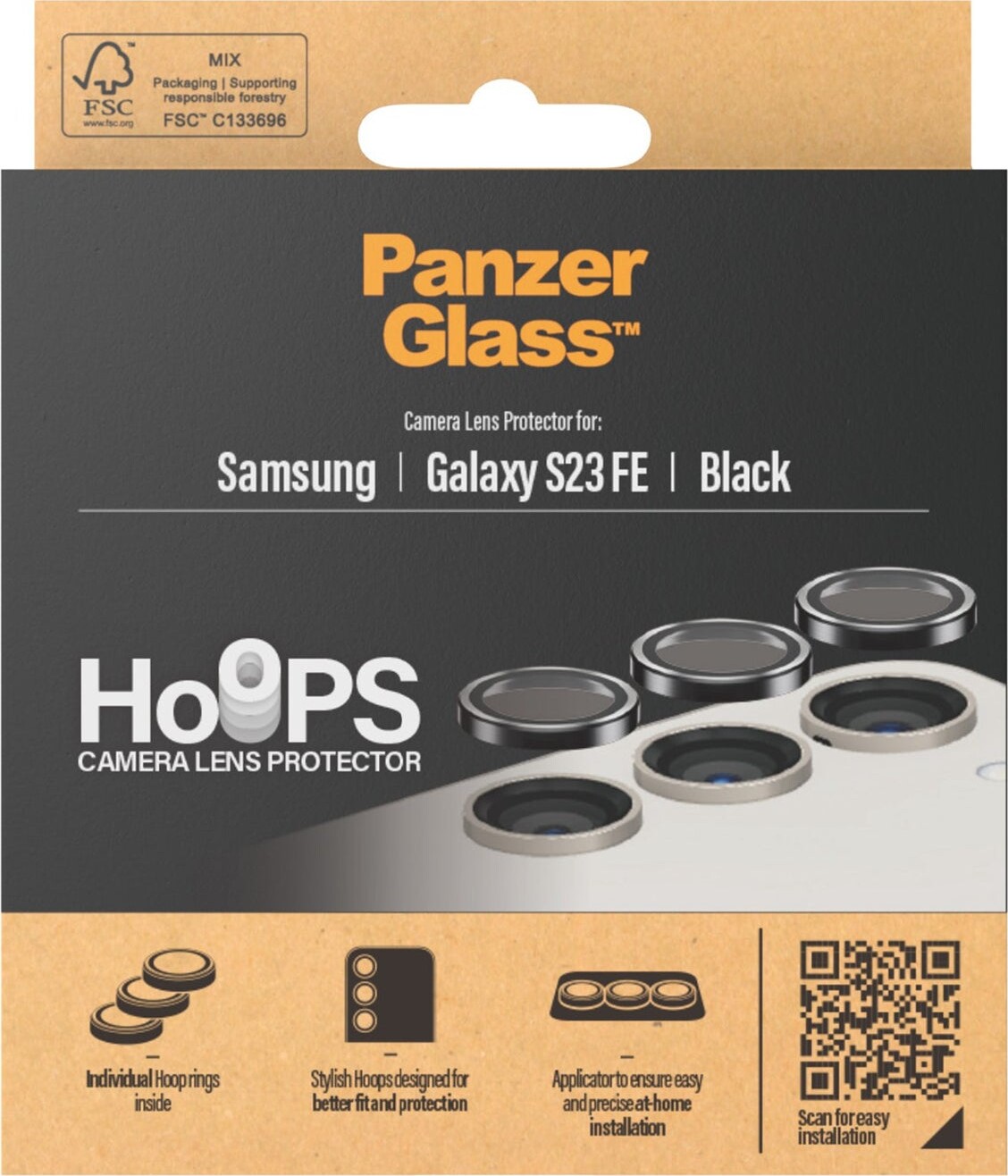 Panzerglass - Hoops - Samsung Galaxy S23 Fe - Linsebeskyttelse - Sort