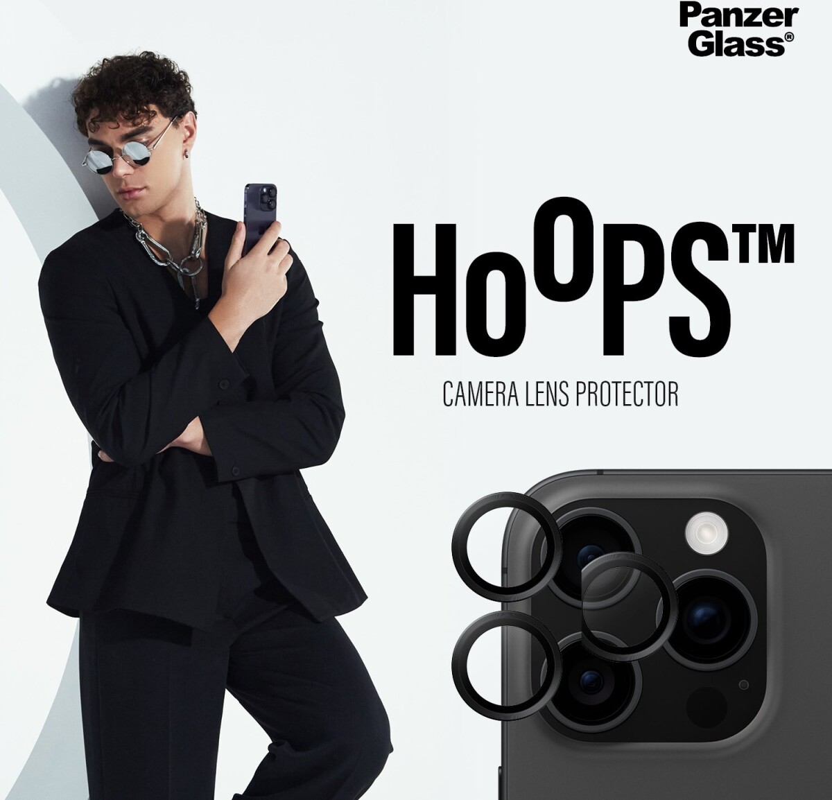 Panzerglass - Hoops Linse Beskytter - Iphone 16 Pro Og 16 Pro Max - Sort