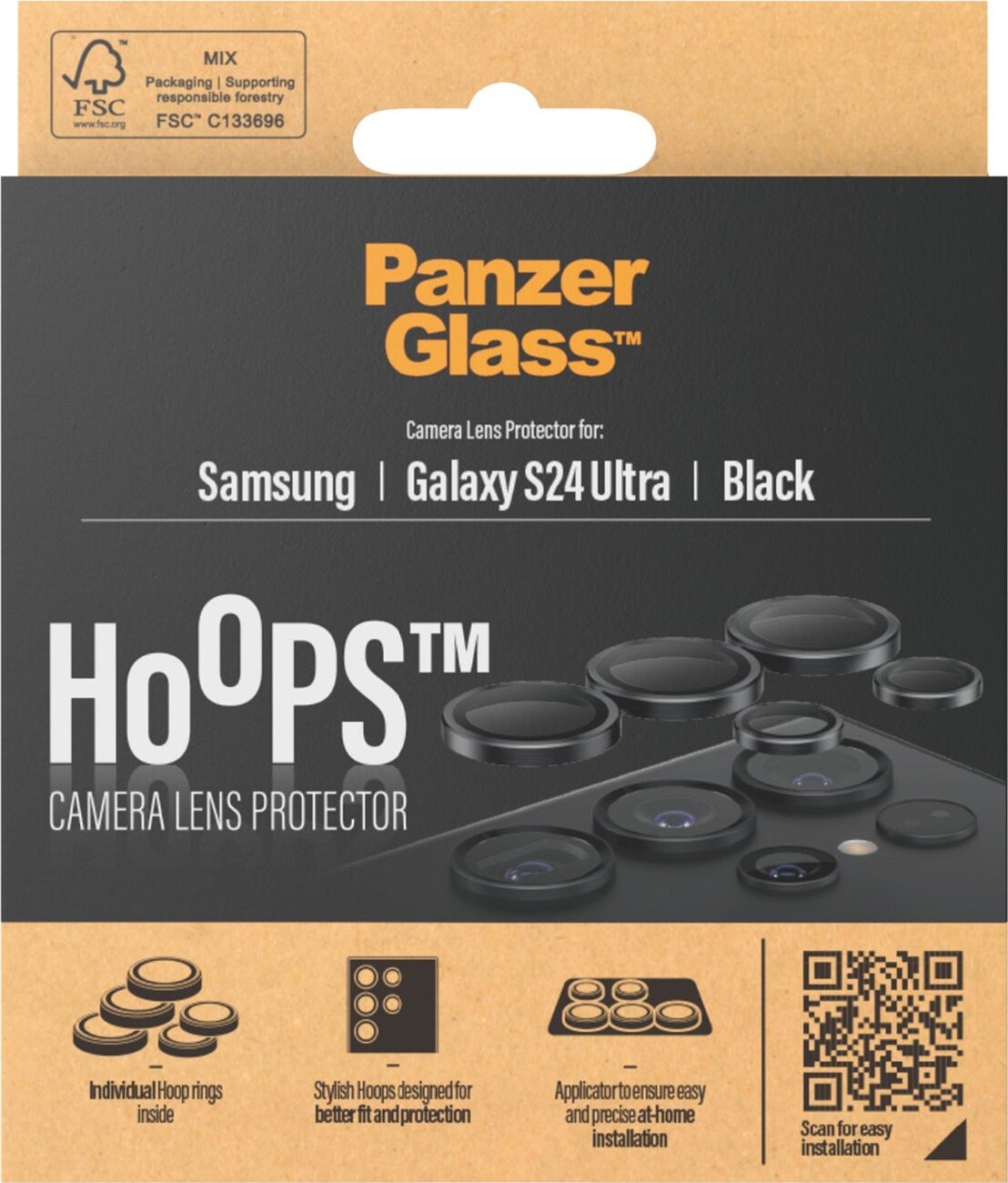 Panzerglass - Hoops - Samsung Galaxy S24 Ultra - Linsebeskyttelse - Sort