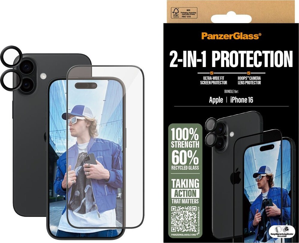 Panzerglass - Iphone 16 61 - 2-I-1 Skærm- Og Linsebeskyttelse Sæt