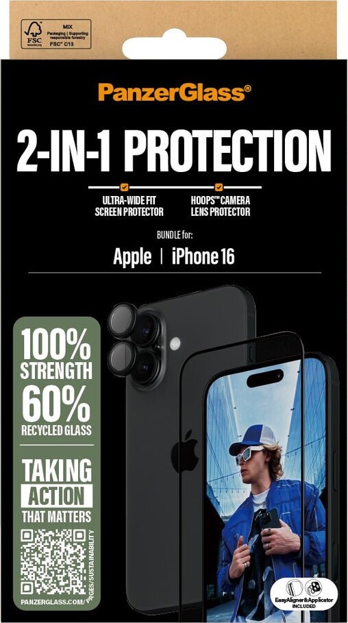 Panzerglass - Iphone 16 61 - 2-I-1 Skærm- Og Linsebeskyttelse Sæt