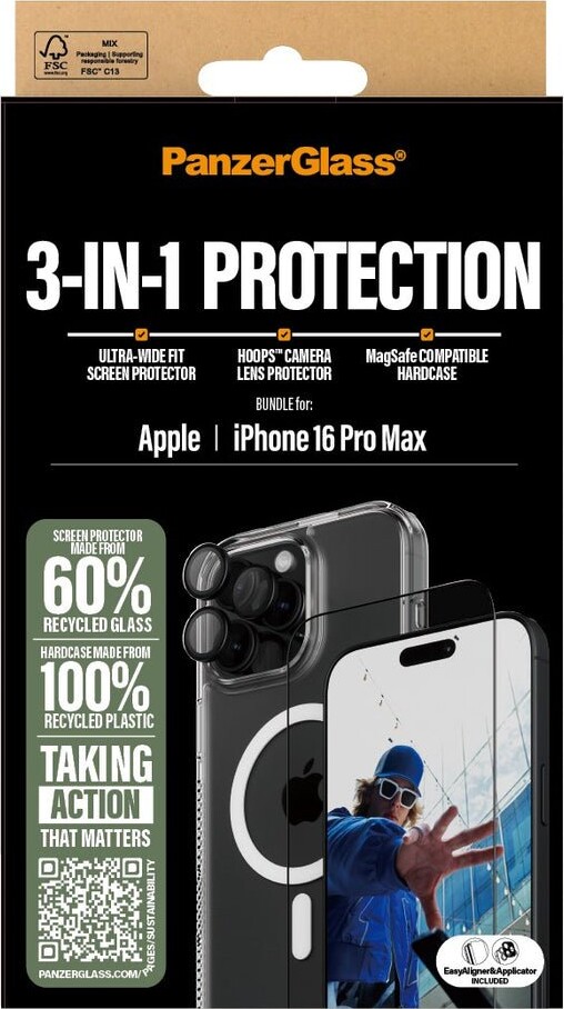 Panzerglass - Iphone 16 Pro Max 69 - 3-I-1 Cover Beskyttelsessæt