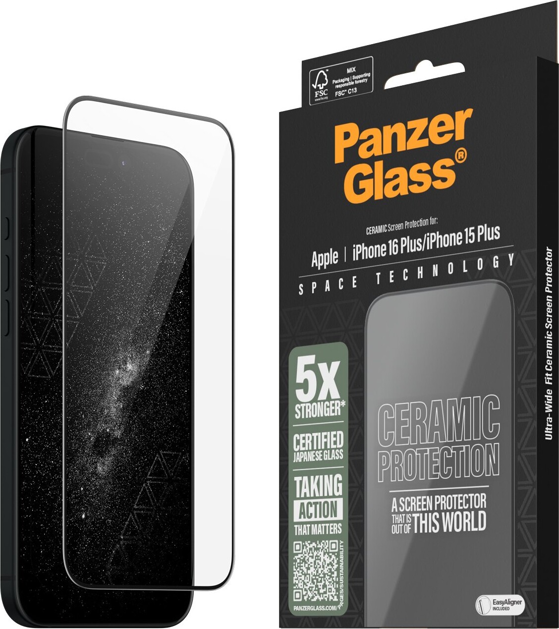 Panzerglass - Iphone 16 Plus - Keramisk Skærmbeskyttelse - Ultra Wide