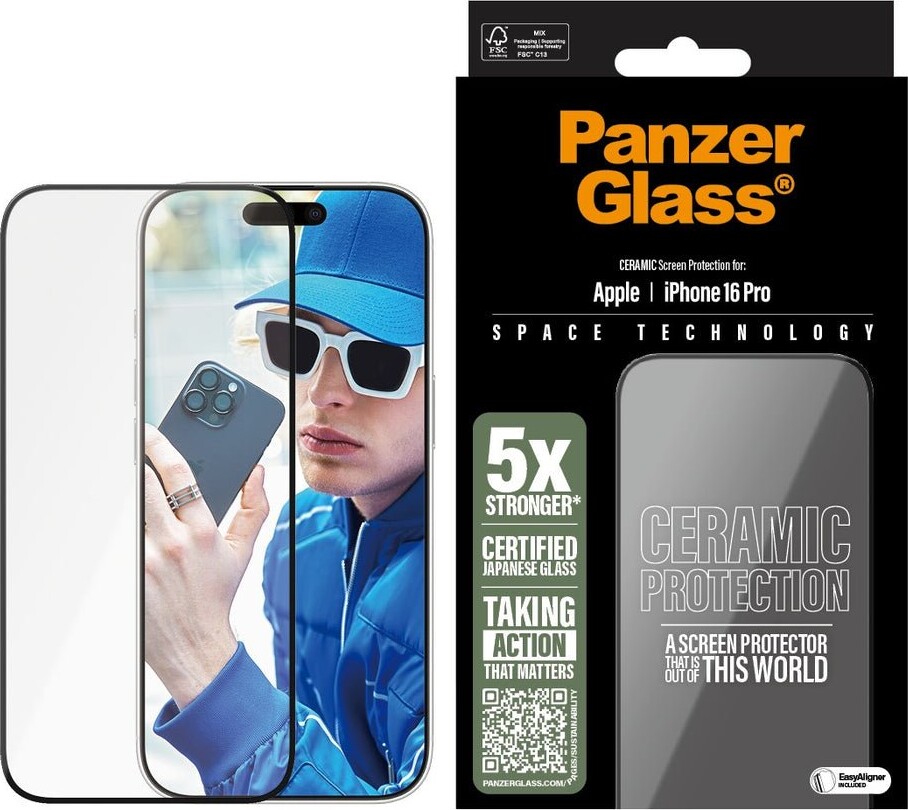 Panzerglass - Iphone 16 Pro - Keramisk Skærmbeskyttelse - Ultra Wide Fit