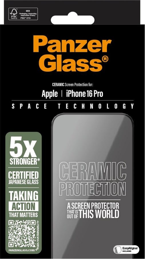 Panzerglass - Iphone 16 Pro - Keramisk Skærmbeskyttelse - Ultra Wide Fit