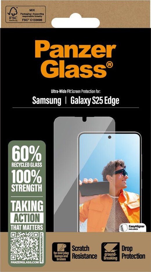 Panzerglass - Galaxy S25 Edge - Skærmbeskyttelse - Ultra-Wide Fit