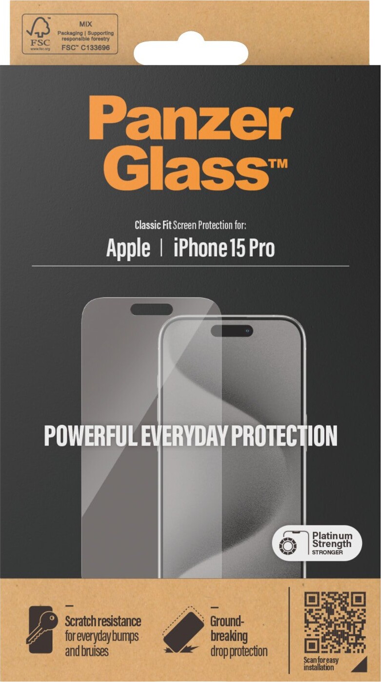 Panzerglass - Iphone 15 Pro - Skærmbeskyttelse Classic Fit