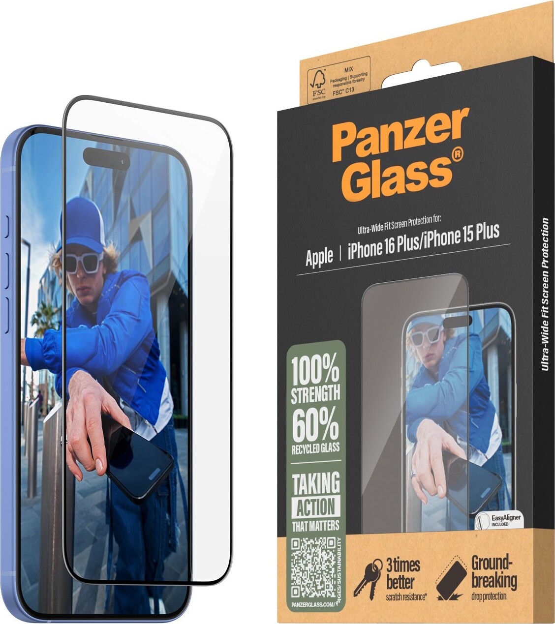Panzerglass - Iphone 16 Plus - Skærmbeskyttelse - Ultra Wide