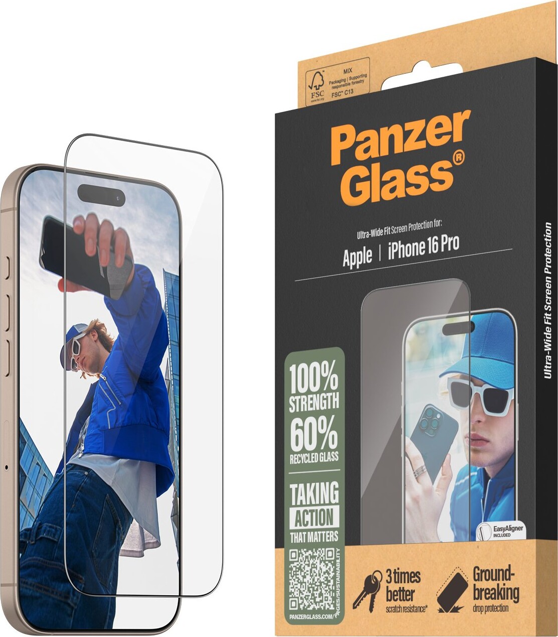 Panzerglass - Iphone 16 Pro - Skærmbeskyttelse - Ultra Wide