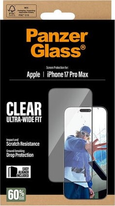Panzerglass - Iphone 17 Pro Max - Clear Ultra-Wide Fit - Skærmbeskyttelse