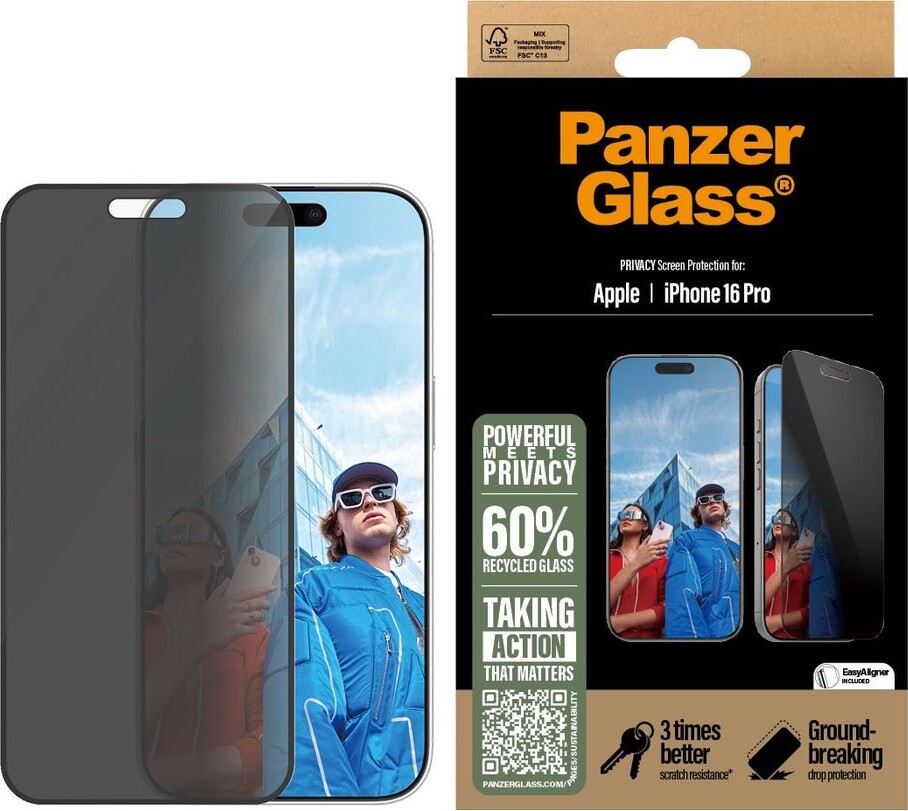 Panzerglass - Iphone 16 Pro - Skærmbeskyttelse - Privacy - Ultra Wide