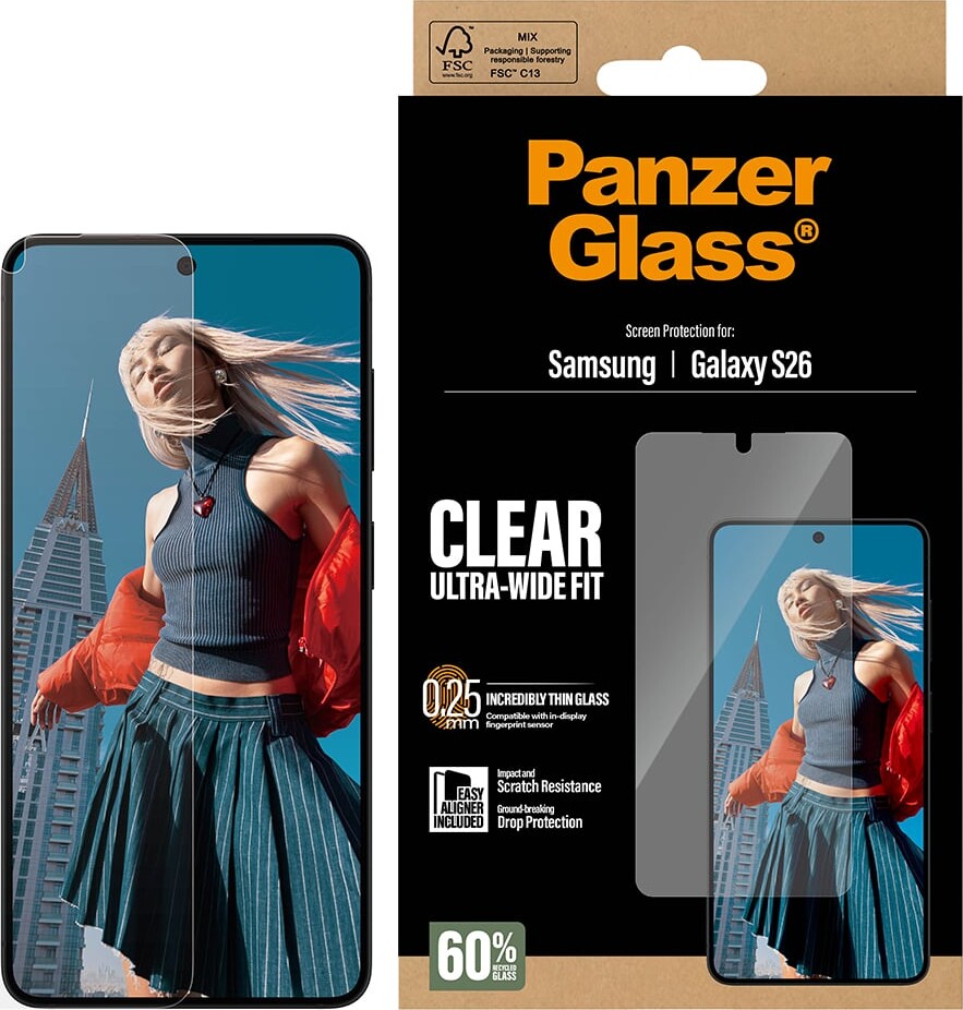 Panzerglass - Skærmbeskyttelse Til Samsung Galaxy S26 - Ultra-Wide Fit Med