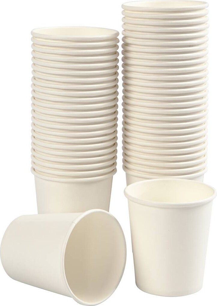 Papbæger - H 7 8 Cm - Ø 7 2 Cm - 205 Ml - Hvid - 50 Stk