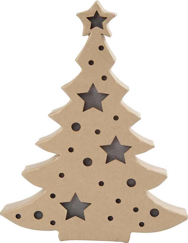 Papfigur Med Indbygget Lys - Juletræ - H 27 Cm - D 4 Cm - B 21 5 Cm - 1
