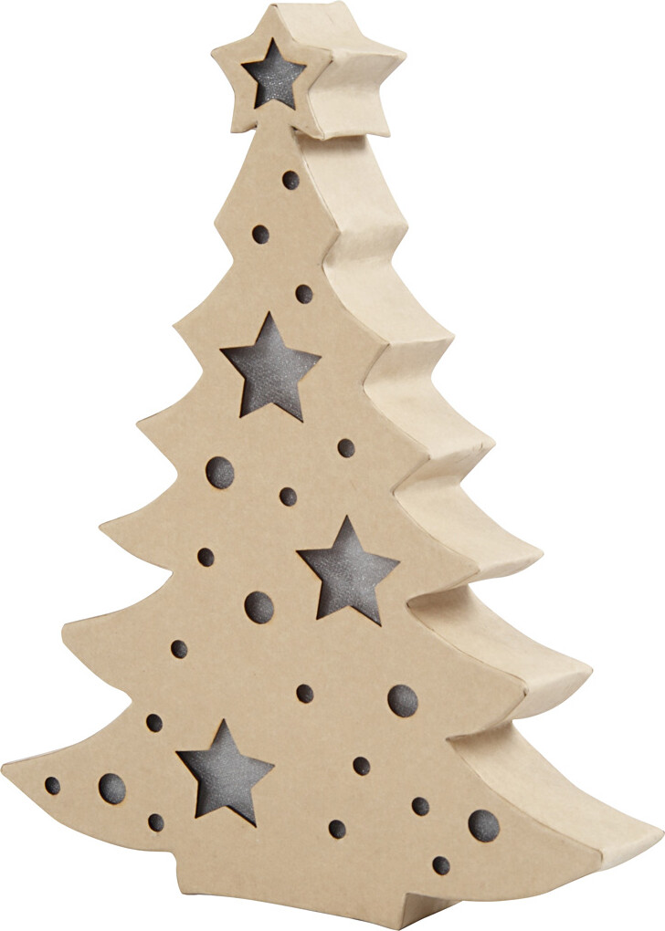 Papfigur Med Indbygget Lys - Juletræ - H 27 Cm - D 4 Cm - B 21 5 Cm - 1