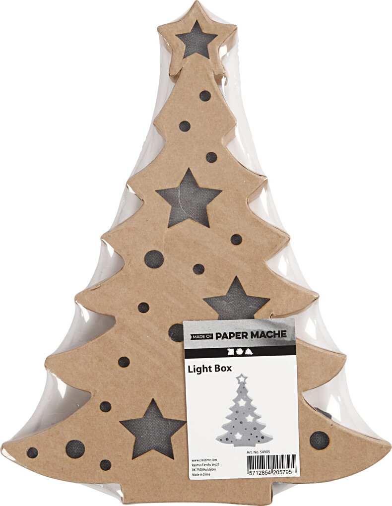 Papfigur Med Indbygget Lys - Juletræ - H 27 Cm - D 4 Cm - B 21 5 Cm - 1
