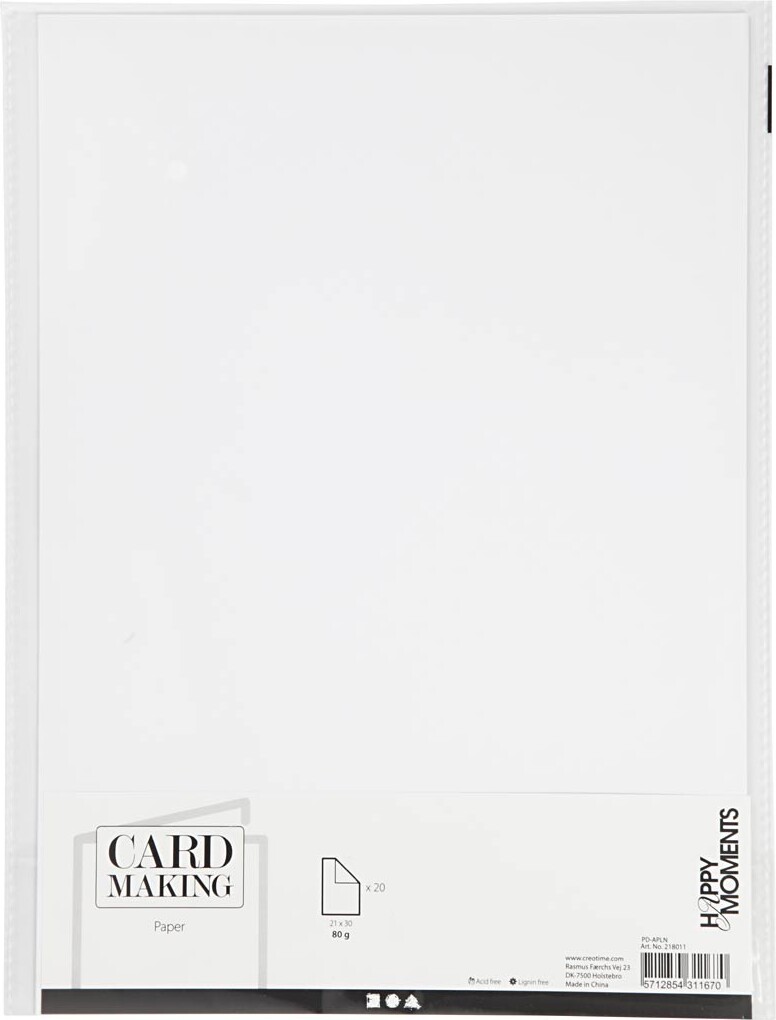 Papir - A4 - 210X297 Mm - 80 G - Hvid - 20 Stk