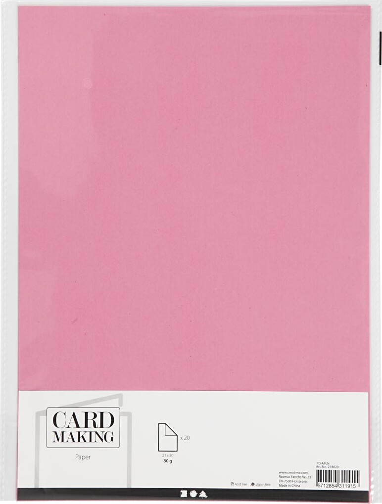 Farvet Papir - A4 - 210X297 Mm - 80 G - Pink - 20 Stk