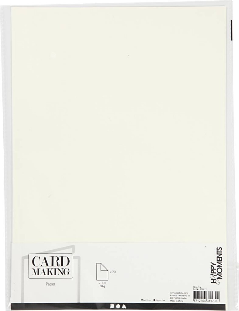 Papir - A4 - 210X297 Mm - 80 G - Råhvid - 20 Stk