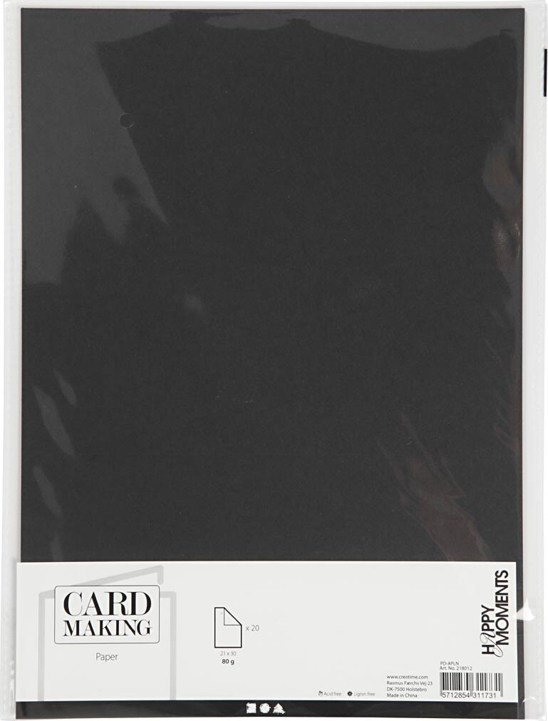 Papir - A4 - 210X297 Mm - 80 G - Sort - 20 Stk