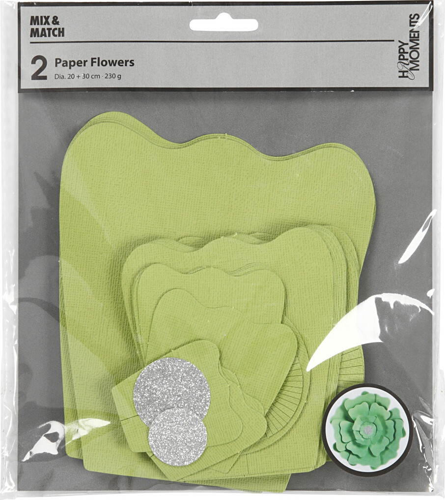 Papirblomster - Ø 15 25 Cm - 230 G - Grøn - 2 Stk