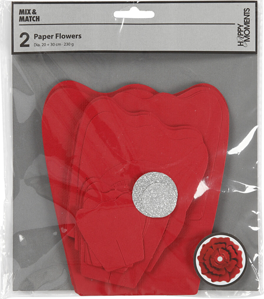 Papirblomster - Ø 15 25 Cm - 230 G - Rød - 2 Stk