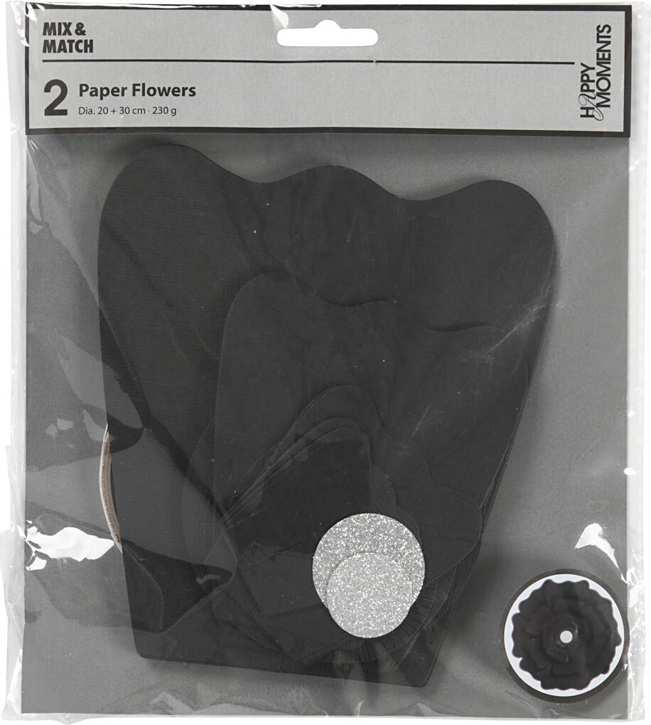 Papirblomster - Ø 15 25 Cm - 230 G - Sort - 2 Stk