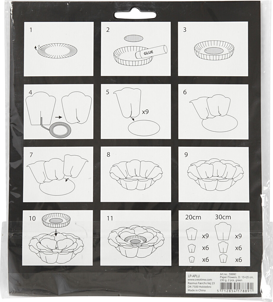 Papirblomster - Ø 15 25 Cm - 230 G - Sort - 2 Stk