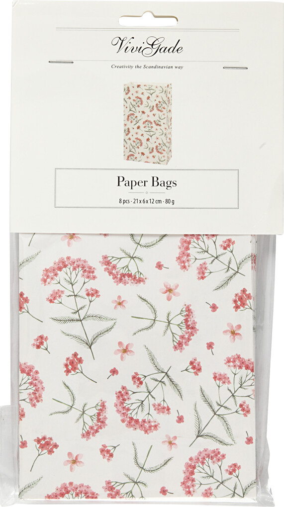 Papirposer - Blomster - 21X6X12 Cm - 80 G - 8 Stk